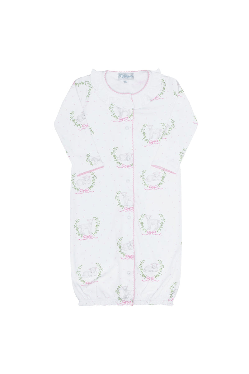 Pink Lamb Print Converter Gown