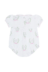 Pink Lamb Print Smocked Bubble