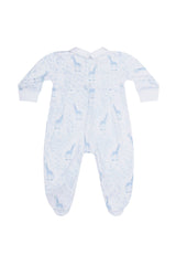 Blue Giraffe Print Smocked Footie