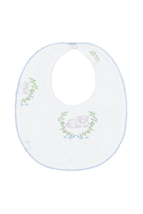 Blue Lamb Print Bib