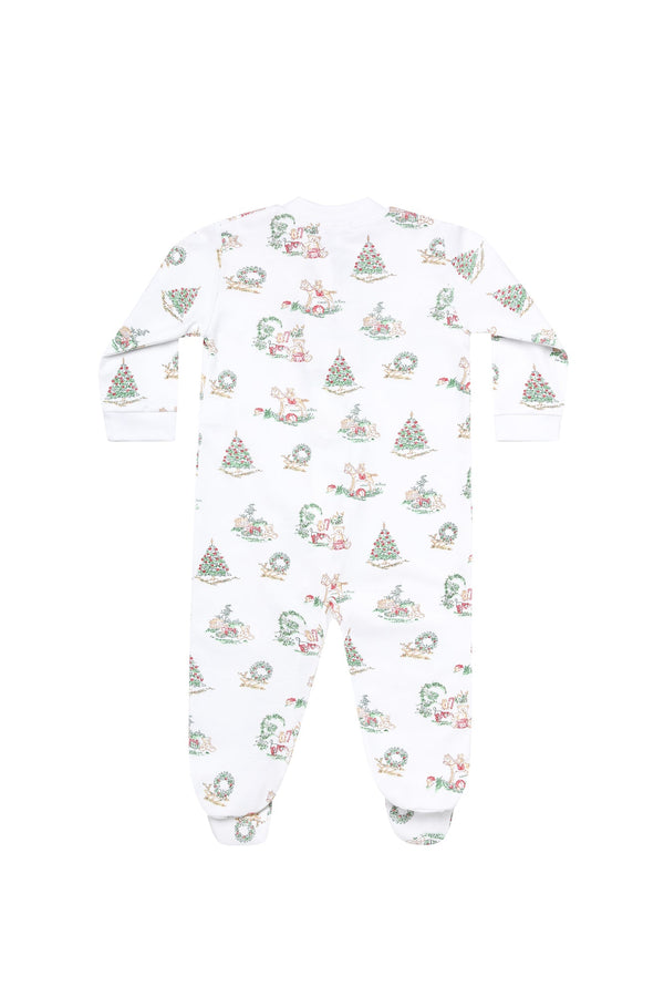 Christmas Toile Zipper Footie