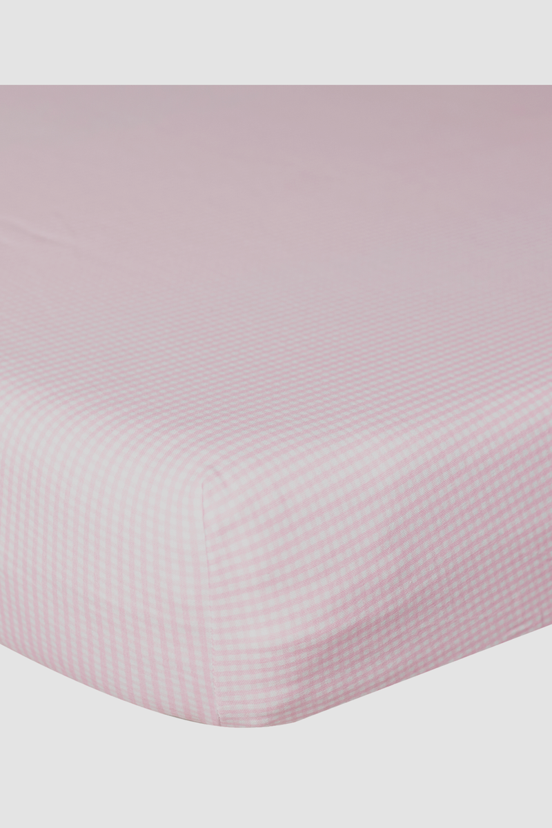 Pink gingham crib sheet sale