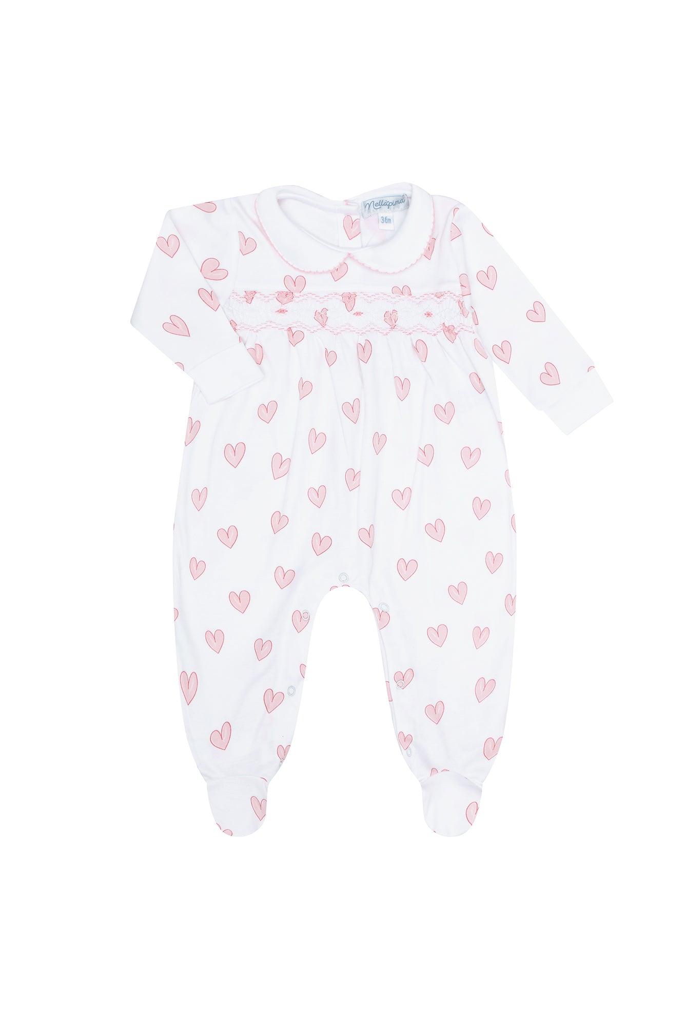 Buy Pink Heart Print Smocked Footie | Nellapima – Nella Pima