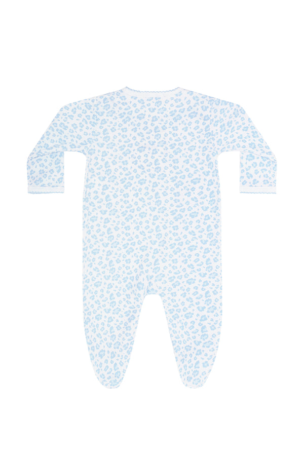 Blue Cheetah Print Crossover Footie