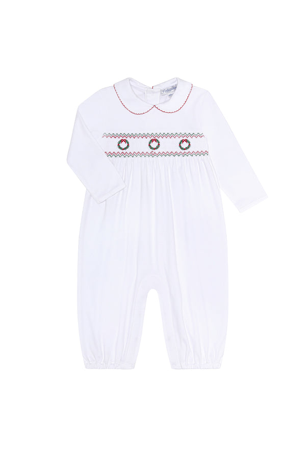 Christmas Wreath Smocked Romper