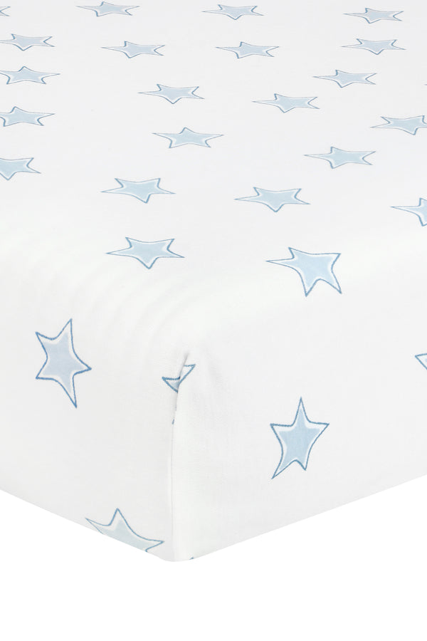 Blue Stars Print Crib Sheets