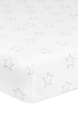 Grey Stars Print Crib Sheets