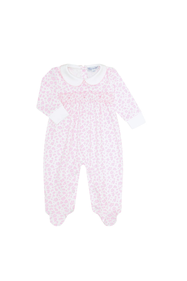 Pink Cheetah Print Smocked Footie