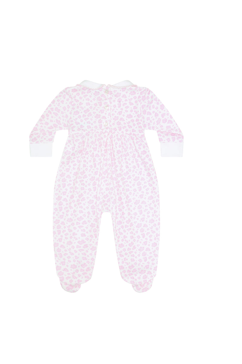 Pink Cheetah Print Smocked Footie