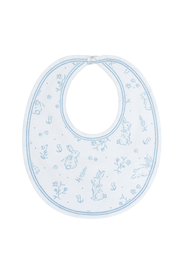 Blue Bunny Toile Bib