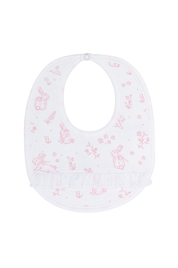 Pink Bunny Toile Bib