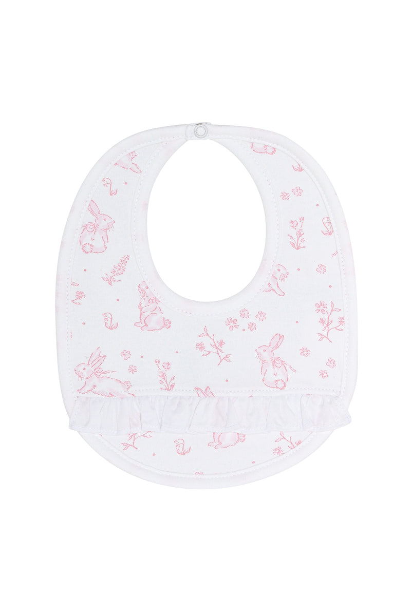 Pink Bunny Toile Bib