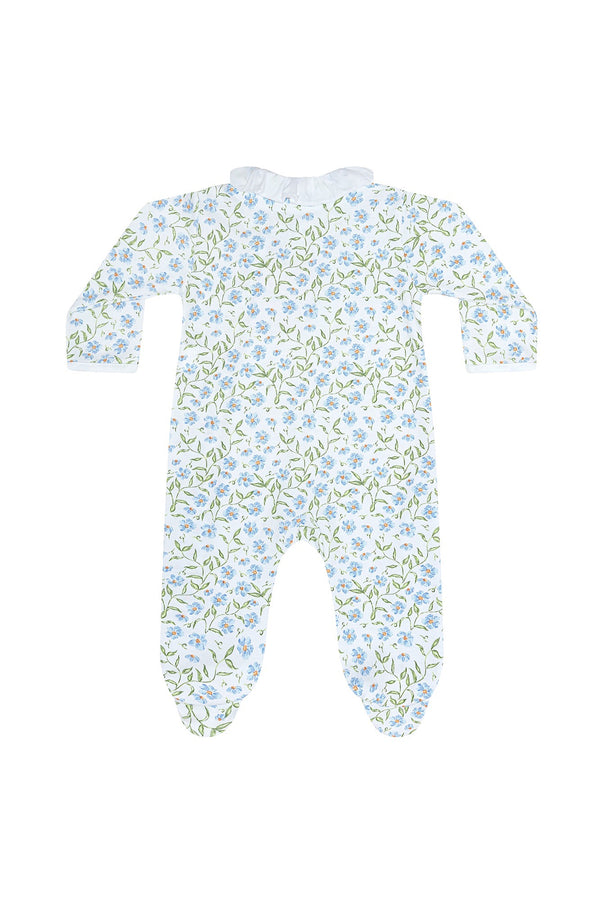 Blue Vines Print Crossover Footie