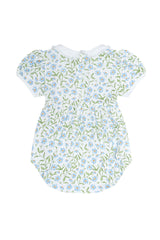 Blue Vines Print Smocked Bubble