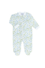 Blue Vines Print Zipper Footie