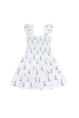 Lighthouse Print Gathered Dress