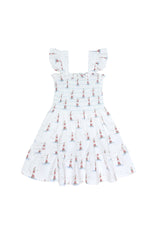 Lighthouse Print Gathered Dress