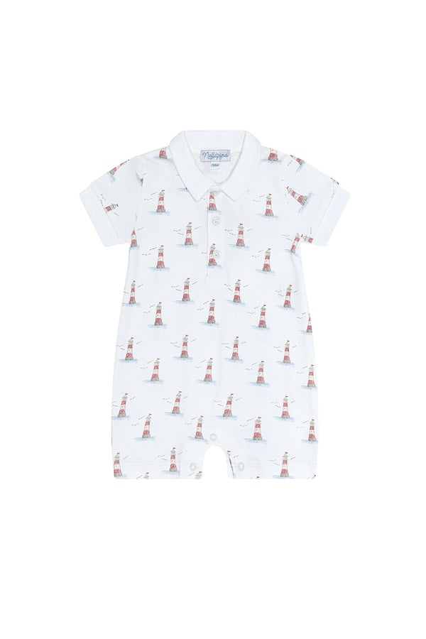 Lighthouse Print Romper Short Sleeve