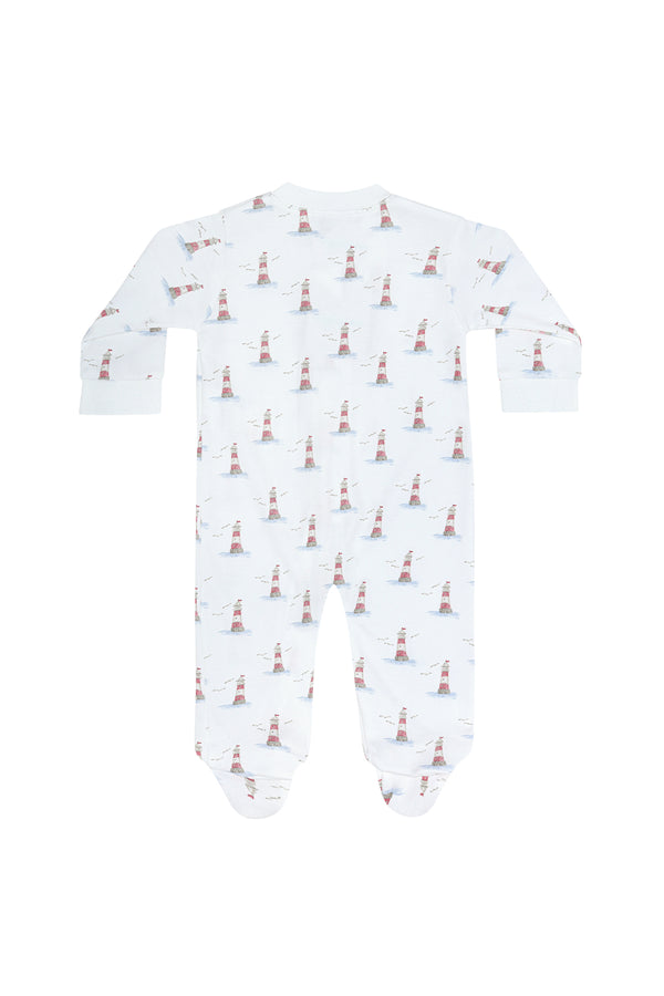 Lighthouse Print Zipper Footie