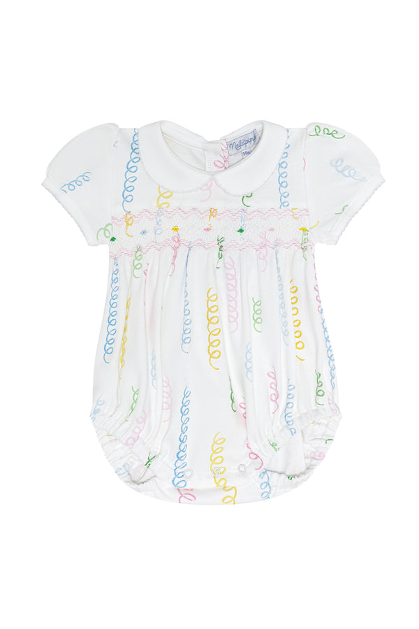 Spirals Print Smocked Bubble