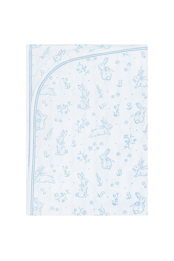 Blue Bunny Toile Blanket