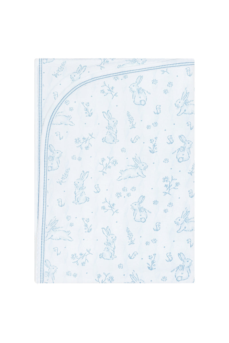 Blue Bunny Toile Blanket