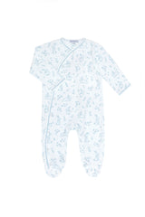 Blue Bunny Toile Crossover Footie