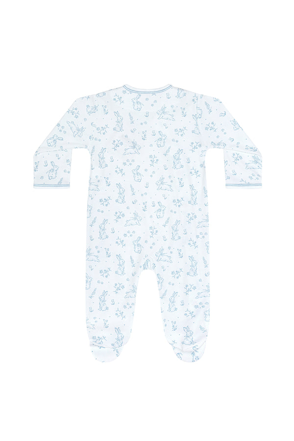 Blue Bunny Toile Crossover Footie