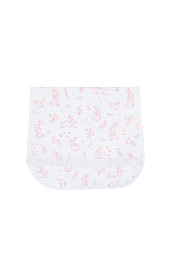 Pink Bunny Toile Burp Cloth