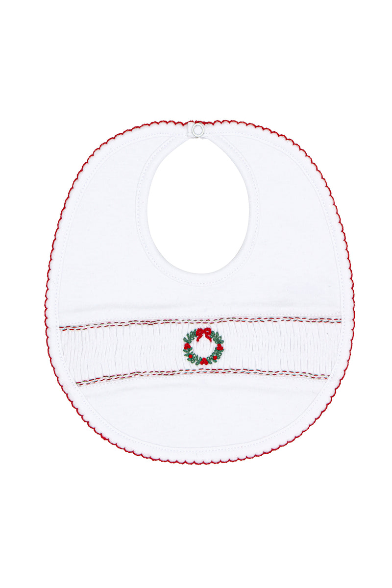 Christmas Wreath Smocked Bib