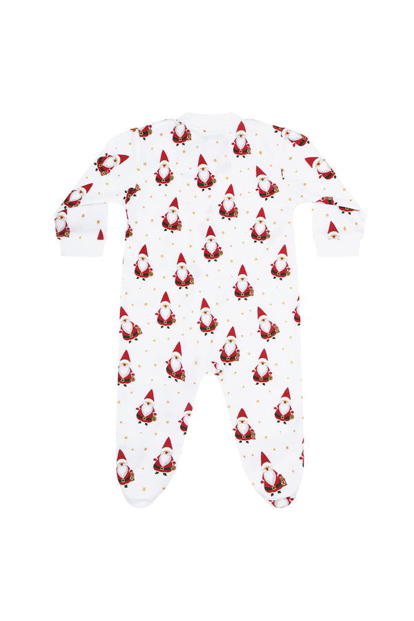 Santa Print Zipper Footie