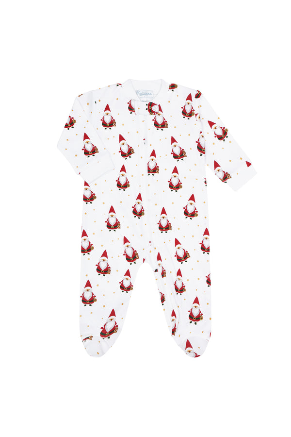 Santa Print Zipper Footie