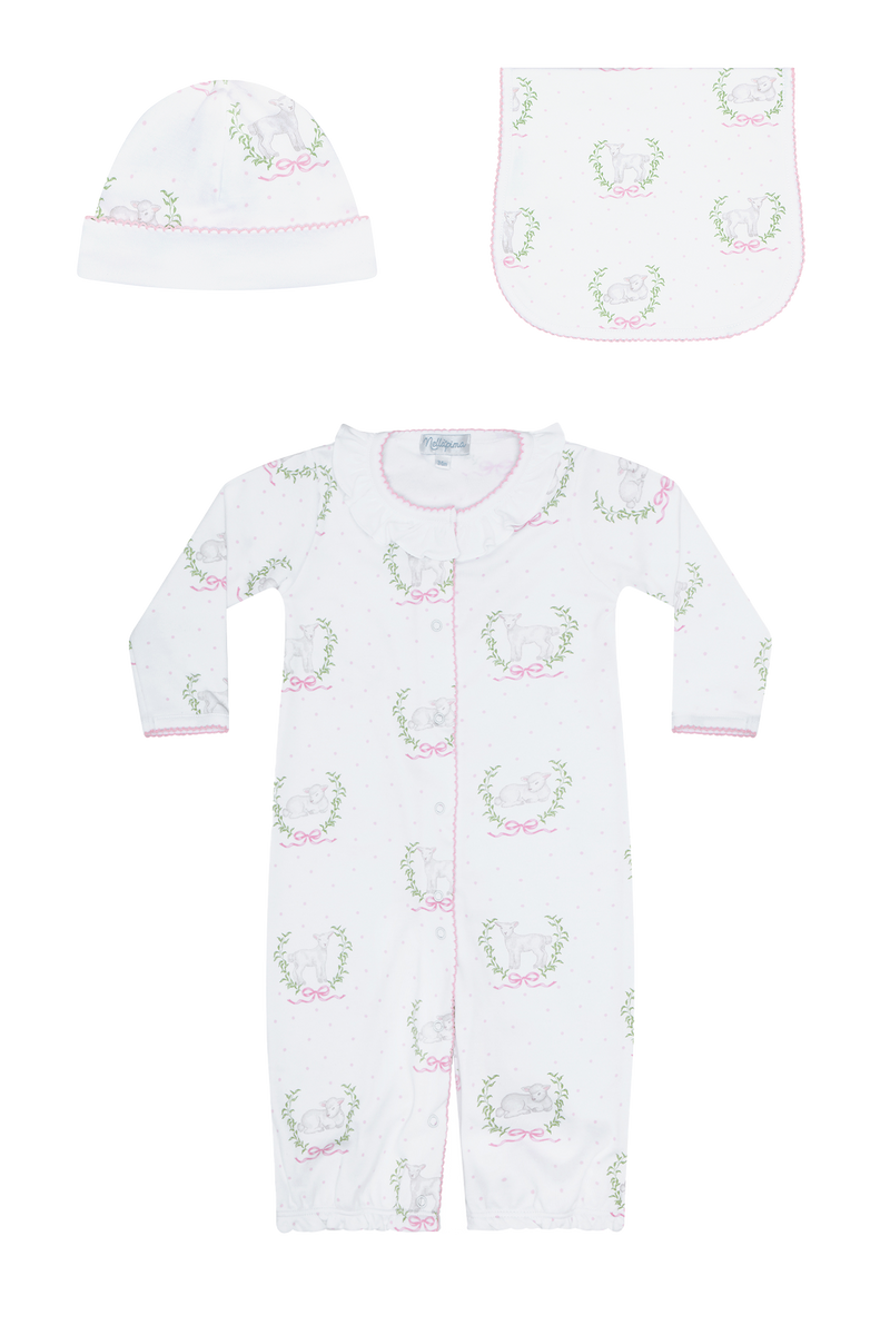 Pink Lamb Print Converter Gown Set