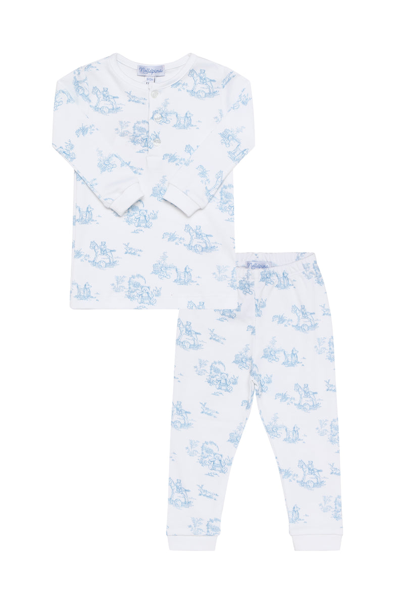 Blue Toile Baby Pajamas - baby clothes made of Pima Cotton Nella Pima